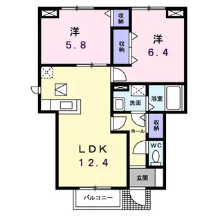 ソレアードパルケA【1階】の間取り