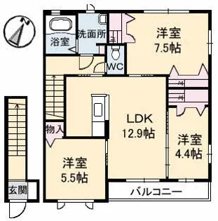 グレースヒルズ A棟【2階】の間取り