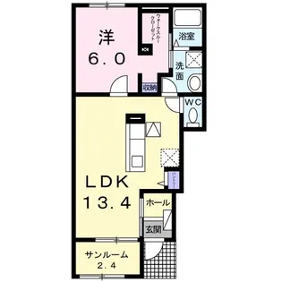 カーサ アライブ ささやB【1階】の間取り