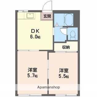 サンコテージ B【2階】の間取り