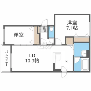 ウィスティリア宮の沢【2階】の間取り