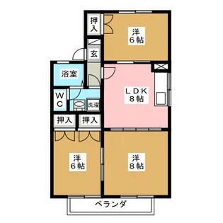 クラスターテラス B棟【2階】の間取り