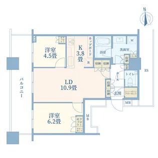 WORLD TOWER RESIDENCE(ワールドタワーレジデンス)【15階】の間取り