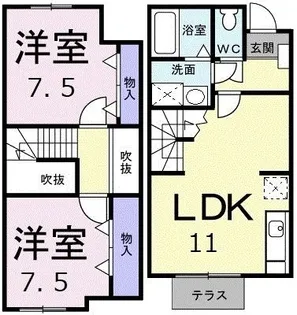 広島県広島市安佐南区上安6【アパート】の間取り