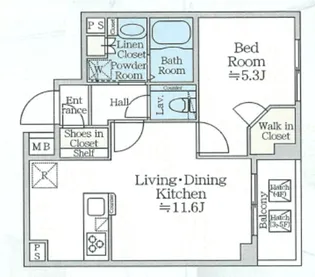 アイルプレミアム月島ドゥーエ【3階】の間取り