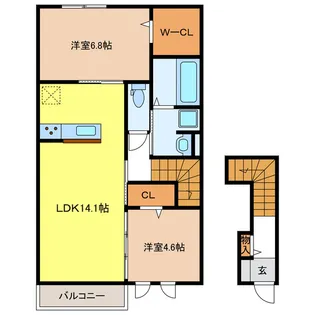 岐阜県岐阜市鏡島中1【アパート】の間取り