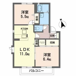 サザンコートH【1階】の間取り