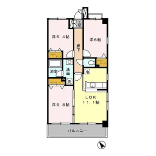 ハートヒルズ上大岡【2階】の間取り