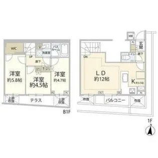 オープンレジデンス祐天寺【1階】の間取り