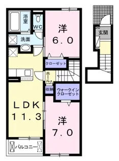 徳島県阿南市宝田町平岡【アパート】の間取り