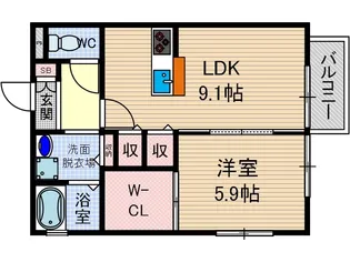 エスポワールセゾン【1階】の間取り