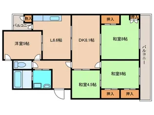 植田北住宅1棟【4階】の間取り