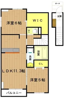 五十鈴川フロントB【2階】の間取り