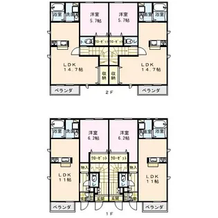 プロヌーブ桜井【1階】の間取り