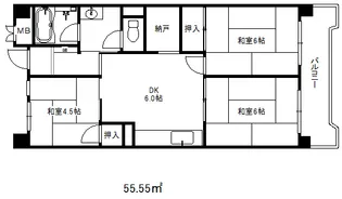 ビレッジハウス港島タワー1号棟【8階】の間取り