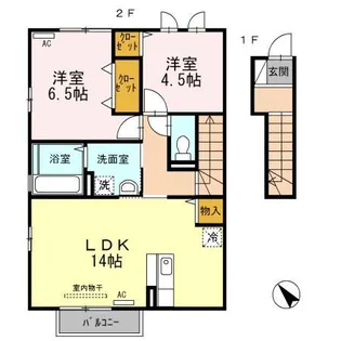 ヴァンクール幡保【2階】の間取り