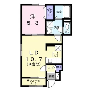 シャトーKINKI A【1階】の間取り