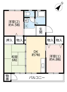 UR中登美第三【2階】の間取り