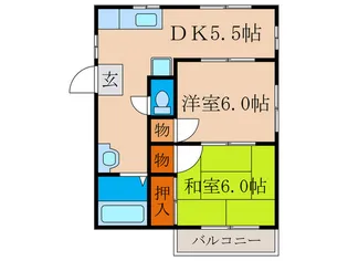 森の宮ハイツB棟【2階】の間取り