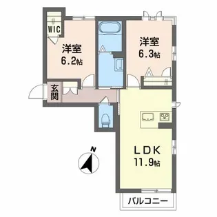 ベレオ名東【2階】の間取り