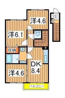 ツインクルシャトーB【2階】の間取り