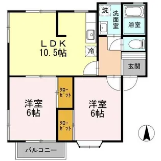 ツインコーポ割出 B棟【2階】の間取り