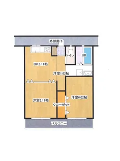 ガーデンヒルズ 上東 2-202【2階】の間取り