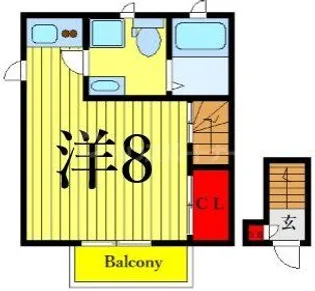 タウンカテッジ鹿骨【2階】の間取り