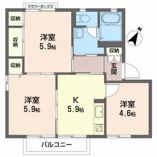 サンライズ向洋A【2階】の間取り