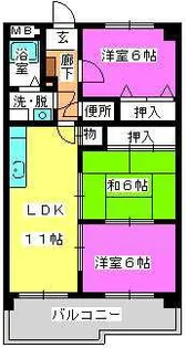 福岡県久留米市中央町【マンション】の間取り