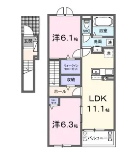 高知県香南市野市町西野【アパート】の間取り