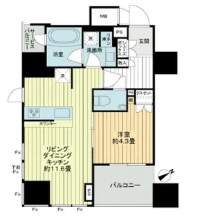 インプレストタワー芝浦エアレジデンス【6階】の間取り
