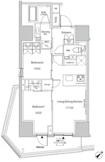 ザ・パークハビオ市ヶ谷イースト【10階】の間取り