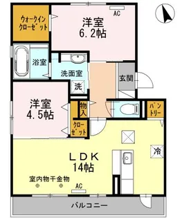 高知県香南市野市町西野【アパート】の間取り