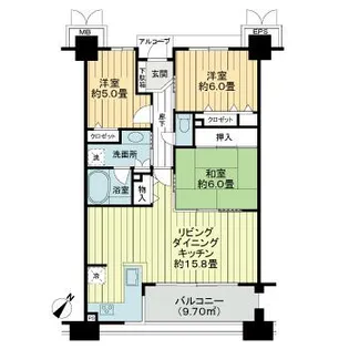 サーパス南万代【4階】の間取り