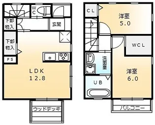 アンソレイユII【1階】の間取り