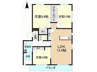 ウィステリア仲間町【1階】の間取り