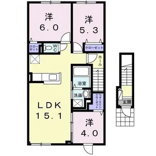 ピアチェーレ明日風 II【2階】の間取り