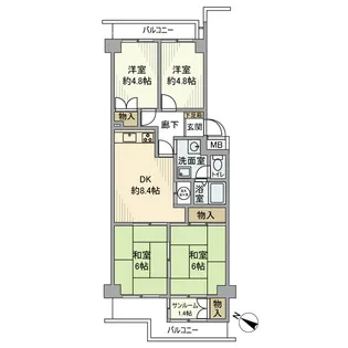 エバーグリーンポートアイランド3号棟【3階】の間取り