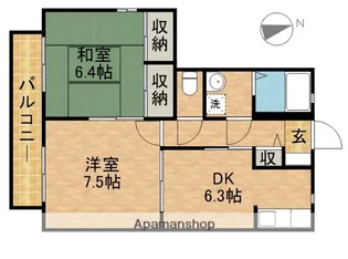 三井ハイツB【2階】の間取り