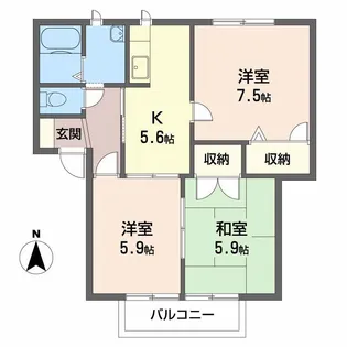 葛城gardensC【2階】の間取り