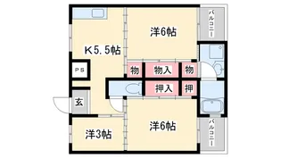 サンライズ高砂4号棟【1階】の間取り