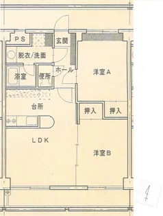 サニーフラット宮関【4階】の間取り