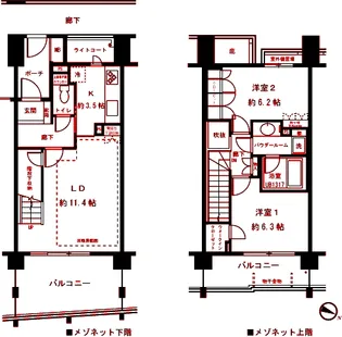 ヒルズガーディアム青葉・江田の間取り