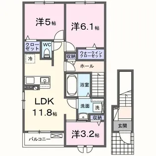 大阪府泉佐野市下瓦屋1【アパート】の間取り