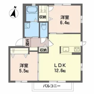 2LDKの間取り画像