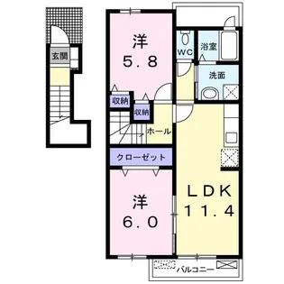 アクティブ・ウィングVI【2階】の間取り