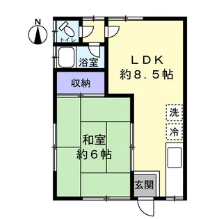 中井コーポB【1階】の間取り