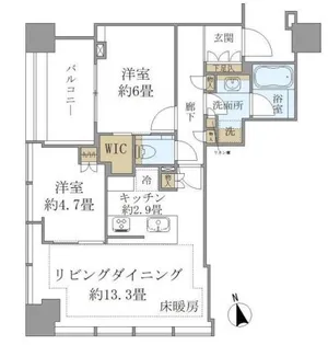 白金ザ・スカイ西棟【11階】の間取り