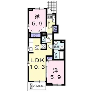 ヒルトンバイア【1階】の間取り